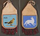 Fine Native American Plains 2 Sided Beaded Medicine Bag Bird & White Wolf 1932