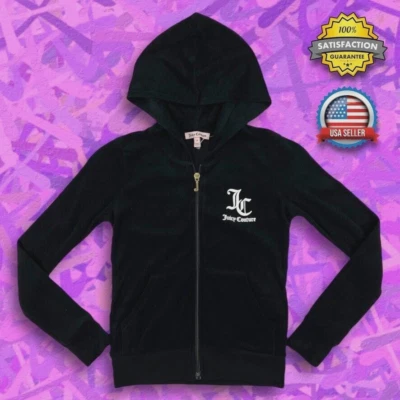 Girls Juicy Couture Black Label Full Zip Terry Hoodie Jacket Size 8 NWT $78 - Image 1 of 4