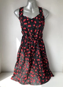 Vestido Bayliss & Knight Cerezas Rojo Y Negro Reino Unido Mediano 14/16 Rockabilly Años 50�� - Imagen 1 de 8