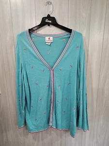 Quacker Factory Cardigan & Top Flowers Blue Size 2X 2 Piece Lightweight Silk - Picture 1 of 12