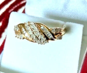 Weißer natürlicher Diamant 1/2 ct massiv 10k Gelbgold Ring Ehering Größe 8,5 - Bild 1 von 8