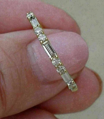 1Ct Lab Created Baguette Diamond Eternity Wedding Ring 14K Yellow Gold Plated - Image 1 of 3