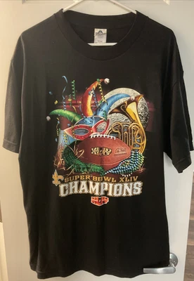 New Orleans Saints Super Bowl XLIV Men's  T-Shirt - Size Adult L -Excellent - Image 1 of 2