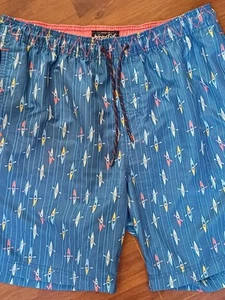 Weird Fish Swim Shorts Blue Kayak Print 36" Waist 9" Inside Leg Size XL - Imagen 1 de 7