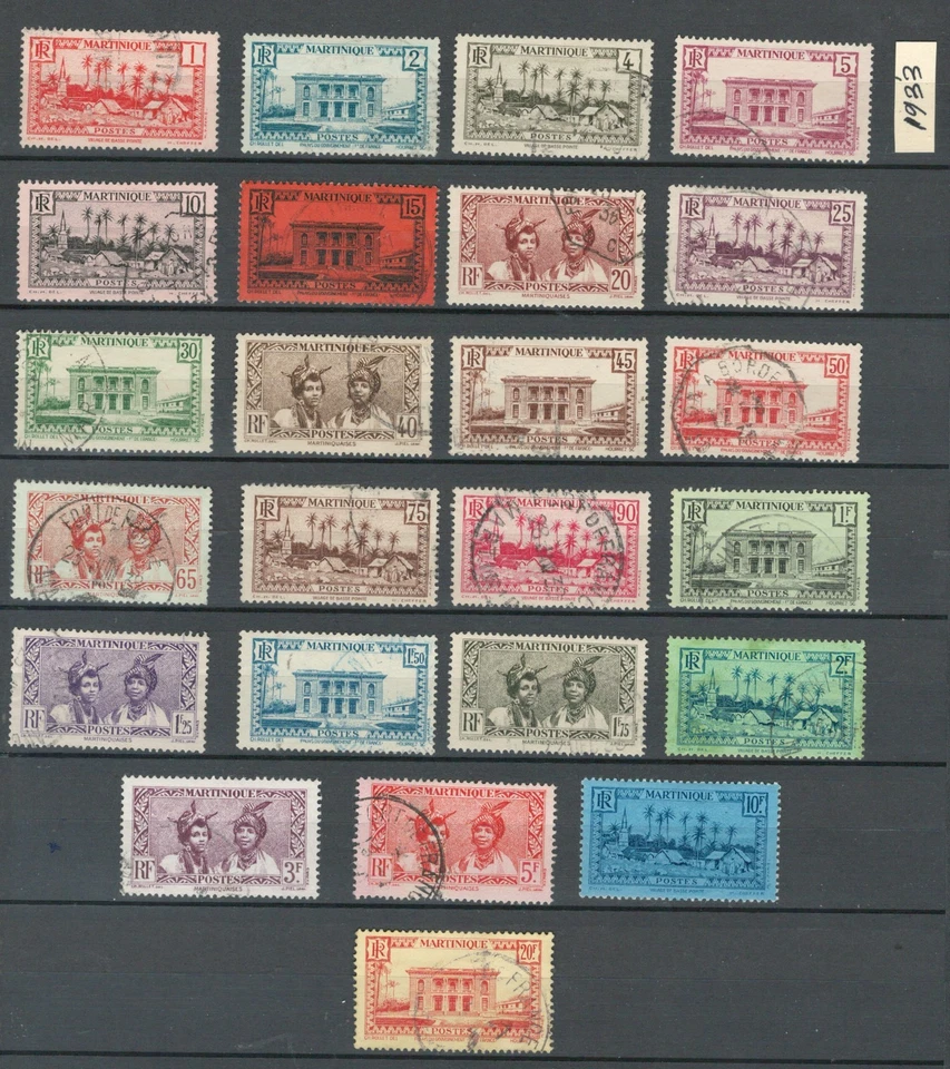 MARTINIQUE FRENCH COLONIES WOMEN & BUILDING USED + 10 FR MH SET LOT (MART 175) - Image 1 of 1