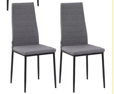 Homcom High Back Dining Chairs Upholstered Fabric - Grey, Set of 2 - Image 1 of 4