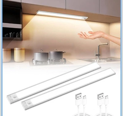 Under Counter Lights for Kitchen,2 Pack+42CM+Motion Sensor+Rechargeable Under... - Image 1 of 4