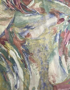 5 YARDS Vtg 80s Artsy Paint Splatter FABRIC Cotton Rainbow ABSTRACT Gold Accent - Picture 1 of 8