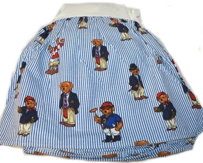 RALPH LAUREN Teddy Bear Blue Stripe TWIN BEDSKIRT NEW RARE - Image 1 of 3