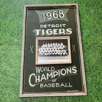Rare 1968 Detroit Tigers Dennis Gerathy Hand Painted World Champs Sign Vintage - Image 1 of 4