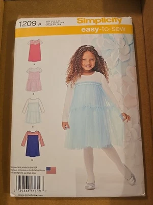 Simplicity 1209 Child’s Knit Dresses Size 3 4 5 6 7 8 Uncut FF - Image 1 of 2