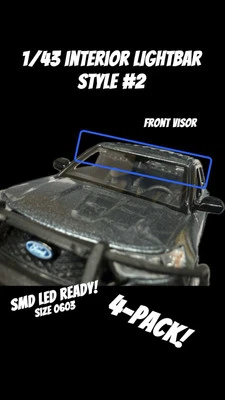 1/43 INTERIOR VISOR LIGHTBAR #2 POLICE FIRE EMS LED READY CUSTOM 4-pack - Image 1 of 4