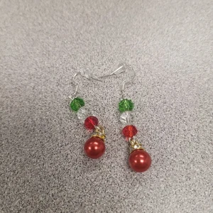 Pendientes colgantes artesanales de diamantes de imitación transparentes de Navidad tono plata 925 - Imagen 1 de 6