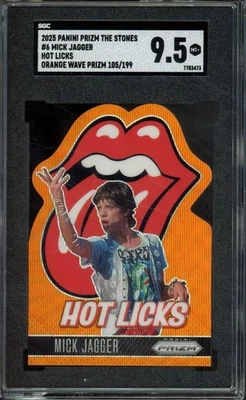 2025 Panini Prizm Rolling Stones MICK JAGGER #6 Hot Licks Orange /199 SGC 9.5 - Image 1 of 2