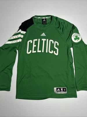 Camiseta de tiro de calentamiento de los Boston Celtics verde manga larga camisa mediana Adidas NBA Foto 1 de 4
