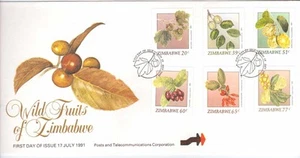 ZIMBABWE, 1991 FRUTOS SALVAJES DE ZIMBABWE, ILUST FDC. - Imagen 1 de 1