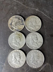 Lote de 6 monedas de medio dólar Franklin (1949, 1950, 1951, 1952, 1953, 1954) - Imagen 1 de 1