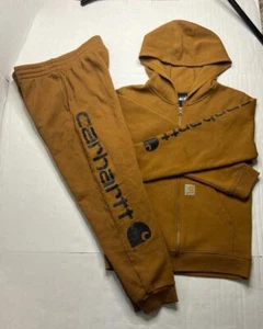 Carhartt Hoodie and Jogger Set Classic Brown Kids Sz Large - Picture 1 of 11