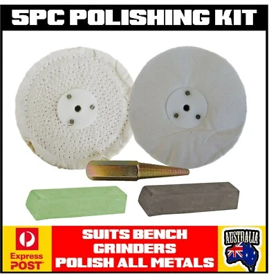 BENCH GRINDER POLISHING BUFFING WHEELS KIT ALL METALS - POLISH LIKE THE PRO'S - image 1 of 4