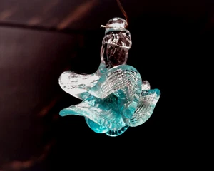 MURANO GLASS PENDANT, BLUE COLOR, HANDMADE, H 50mm Ø 45mm - Picture 1 of 6