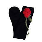 1 Pair Women Girls Sweet Style Knee High Socks Crocheted Flower Stockings