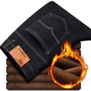 Nuevos Pantalones Vaqueros Cálidos De Terciopelo Para Hombres Jeans De Invierno - Picture 1 of 16