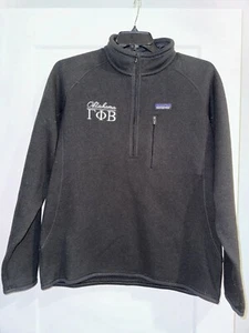 Patagonia Sweater Mens Large Black Jacket Fleece 1/4 Zip Gamma Phi Beta OU - Picture 1 of 8