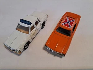2 Ertl Dukes of Hazard General Lee Charge Roscoe Sheriff Cop 1981 Cars 1:64 Nice - Picture 1 of 5