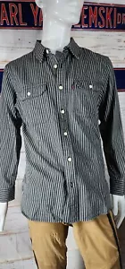 NUEVA CAMISA LEVIS Denim a Rayas Tiza Botón Gris Blanco HONG KONG @26 - Imagen 1 de 11
