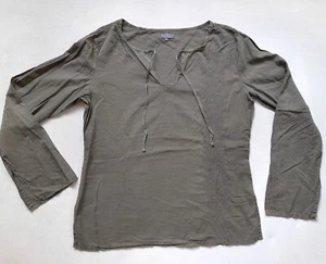 Naf Naf Bluse Shirt Sommerbluse Sommershirt Gr. L Langarm Khaki Guter Zustand - Bild 1 von 12