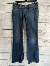 Banana Republic Jeans Size 0P Petite Low Rise Dark Wash Blue Boot Cut Distressed