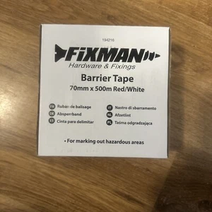 FIXMAN Red and White Barrier Tape 70mm x 500m for marking hazardous areas - NEW - Picture 1 of 2