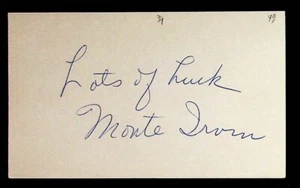 Negro League Baseball Player Monte Irvin Original Autograph On Index Card - Picture 1 of 1