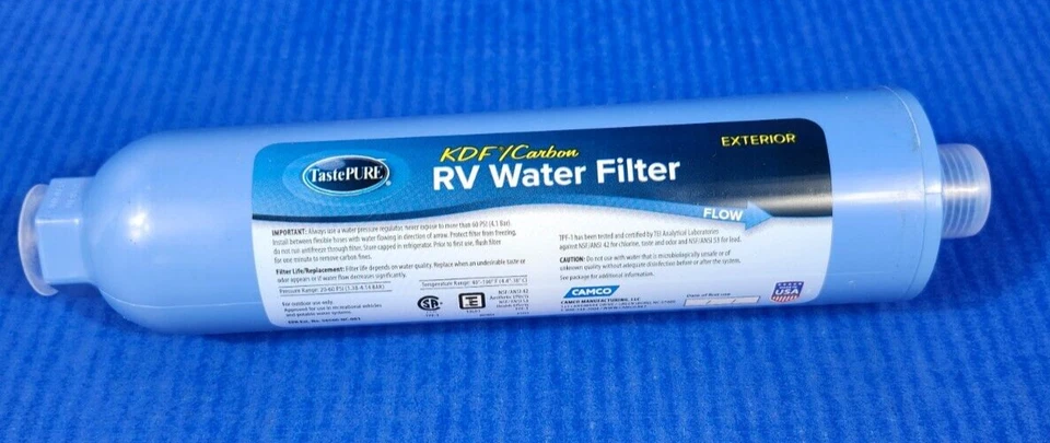 Camco RV Camper Water Filter Taste Pure KDF Carbon Marine Filter New Sealed - Image 1 of 4