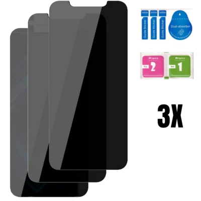 3Pack For iPhone 14 13 12 11 Pro Max XS Privacy Tempered Glass Screen Protector - Image 1 of 4