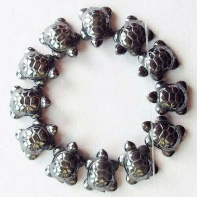 wholesale 50Pcs/lot stone Carved Hematite Tortoise Pendant Bead DIY 18x13x7mm - Image 1 of 4