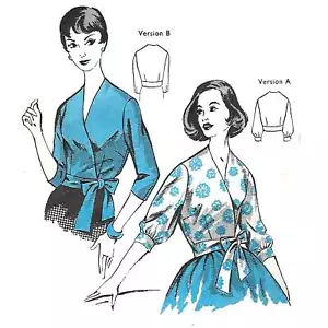 Vintage 1950s Patrón – Envoltura Sobre Blusa, Lazos - Busto = 102cm (101.6cm) - Imagen 1 de 4