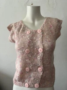 Junior Connection for Mervyns Sz S Pink Speckled double breasted Wool Knit Vest  - Picture 1 of 7
