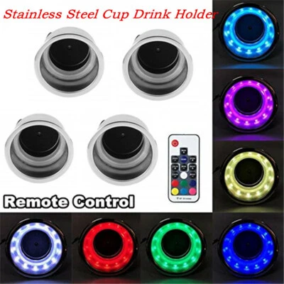 Portavasos de acero inoxidable 4 piezas Auto Marine 12V RGB 14LED y control remoto Foto 1 de 4