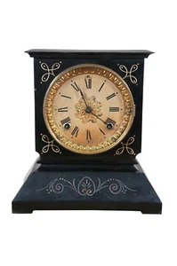 Raro antico orologio a cappotto in ghisa Ansonia vittoriano americano XIX secolo 10" - Foto 1 di 12