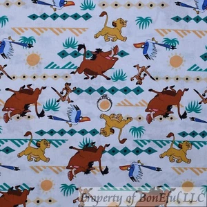 BonEful FABRIC FQ Cotton Quilt Yellow The Lion King Movie Simba Disney Nala Cub - Picture 1 of 12
