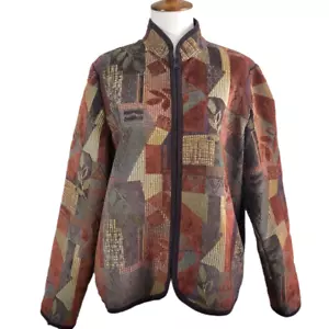 Giacca da donna Harvest Coldwater Creek blazer geometrica caduta foglie cerniera anteriore sm - Foto 1 di 8