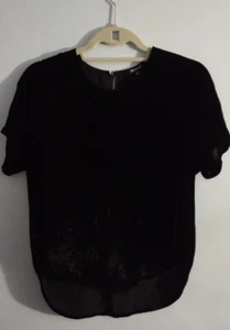 Madewell Velvet Tulip-Hem Top Sz XS G8192 Black Hi Low Silk Blend - Bild 1 von 6
