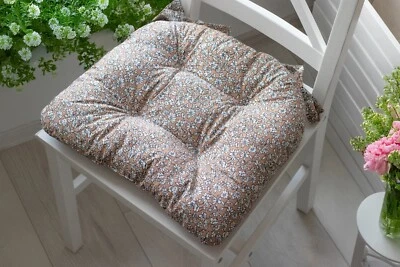 U-Shaped Chair Cushion with Ties — Warm Beige Ditsy Floral - Image 1 of 4