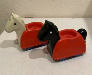 Lot 2 Vintage Little Tikes Wee Waffle Castle Replacement White & Black Horse