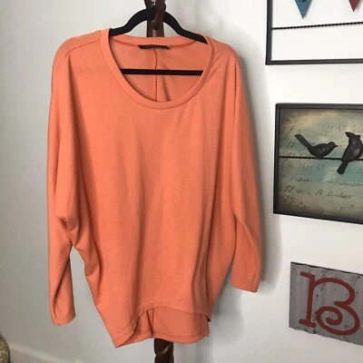 Zanzea Women's S Orange Scoop Neck Long Sleeve High Low top EUC - Image 1 of 4