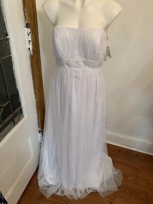 Vestido de novia David S para mujer talla 14 blanco tules sin tirantes nuevo con etiquetas  Foto 1 de 4