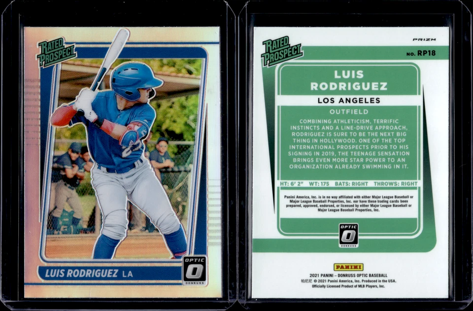 2021 Donruss Optic Rated Prospet Silver Holo Prizm #RP18 Luis Rodriguez - Image 1 of 1