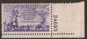 US 1015 Newspaper Boys 3c plate single LR 24693 MNH 1952 - Picture 1 of 1