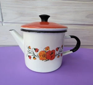 Enameled metal vintage Soviet Kettle Teapot USSR чайник эмалированный - Picture 1 of 20
